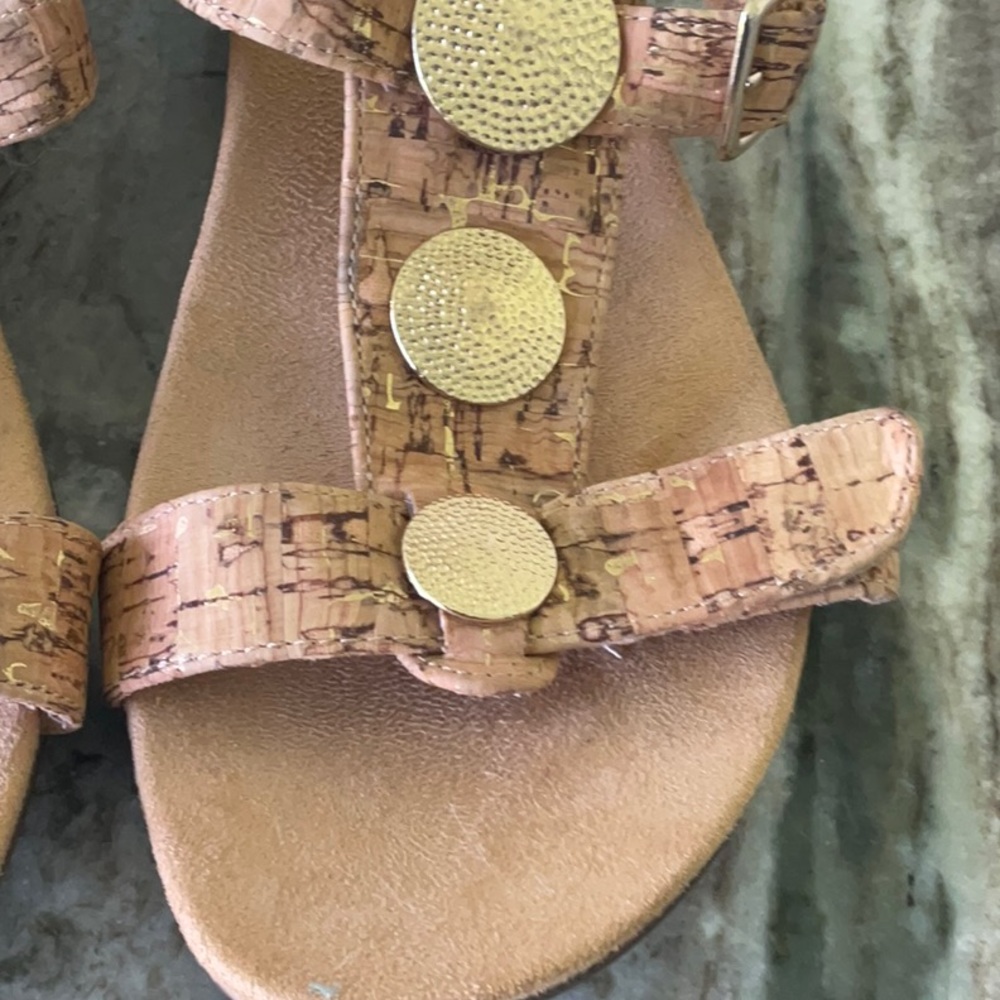 Vionic Suede And Cork Adjustable Strap Sandals - image 3